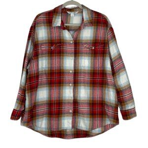 Old Navy "The Boyfriend Shirt" plaid button down long sleeve women's shirt sz XL